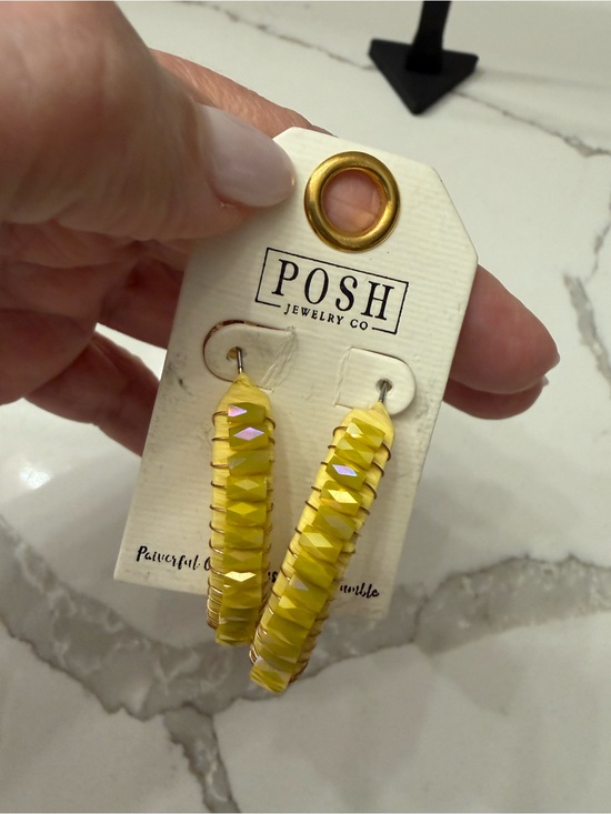 Posh Jewelry - ⛔️Yellow Faceted Hoop Earrings